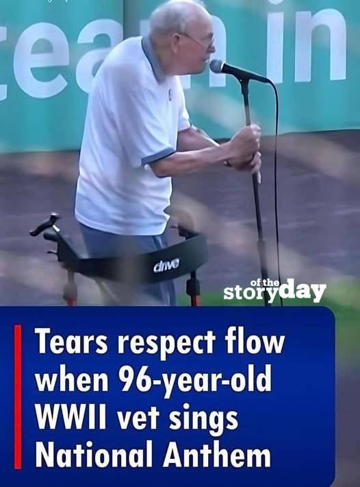 Tears and Respect Flow as 96-Year-Old WWII Veteran Sings National Anthem