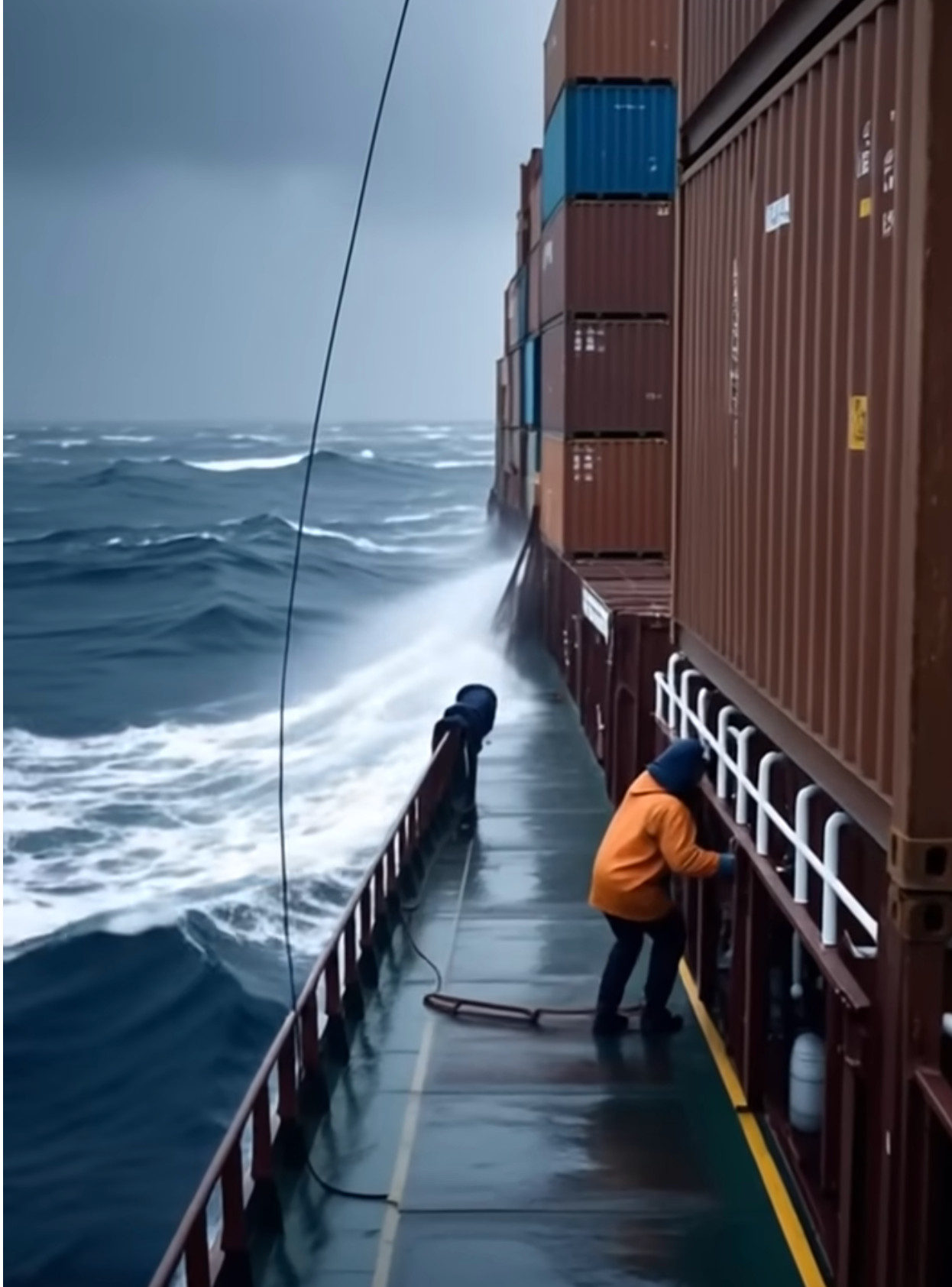 He tried to push the container — but it fell on him. Luckily, something unexpected saved